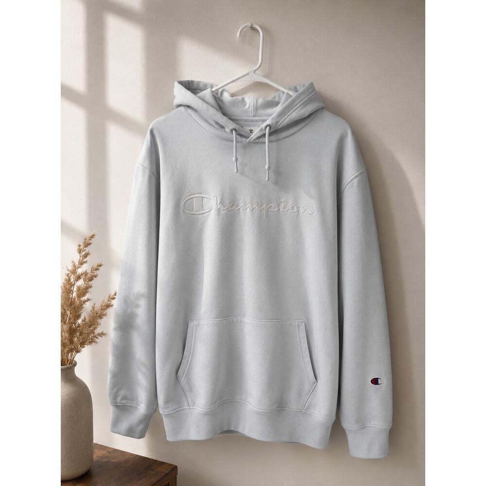 Champion Women’s Sage Green Pullover Hoodie Size 2XL Embroidered Logo Oversized